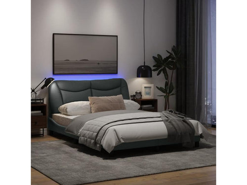 Bed frame with Dekonaoères LED light gray 140x190 cm fabric ZQFY45112