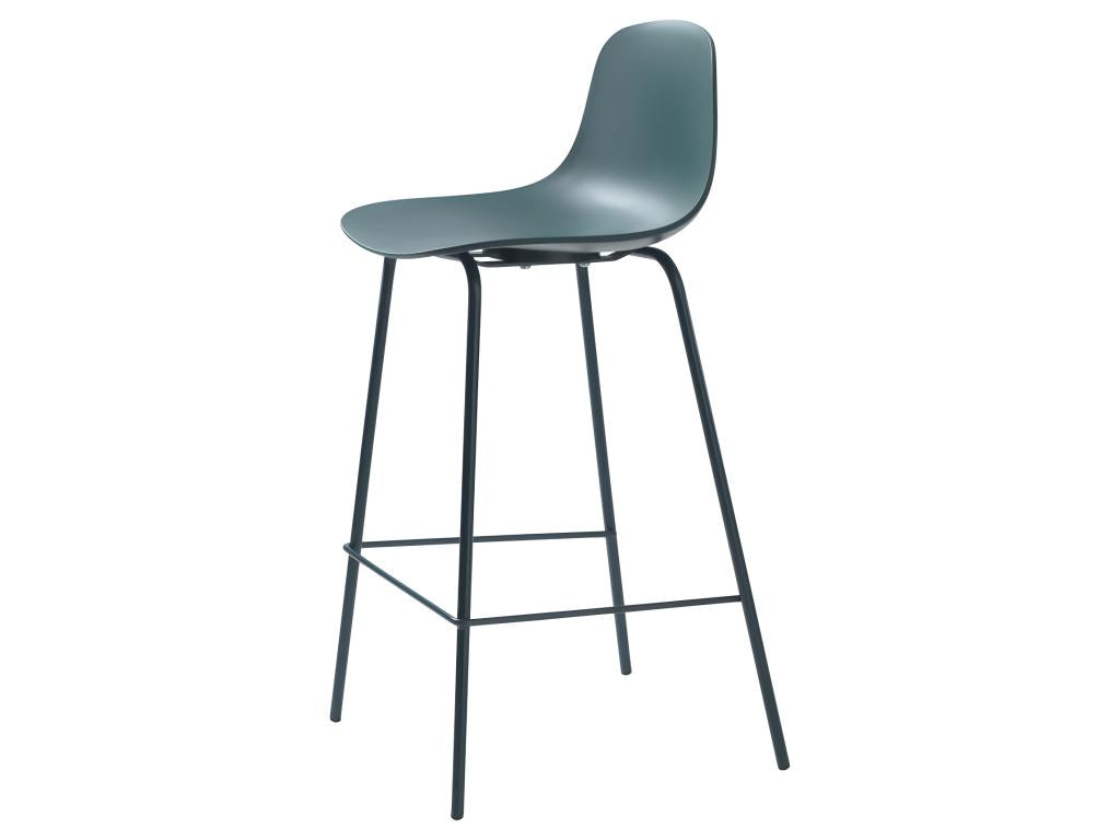 Nobellea - Set of 2 plastic and metal bar stools, 67.5cm high, Aqua Green DBQA42479