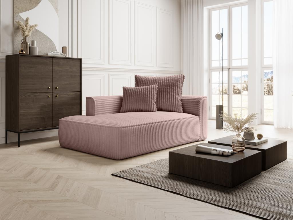 Left-facing chaise longue in wide-wale powder pink corduroy Nobellea HSHK51103