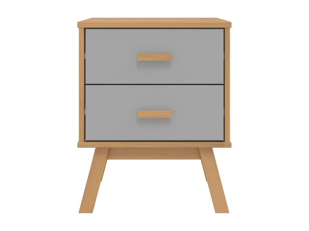Boisona bedside table, grey and brown, solid pine wood, FZHO04937