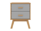 Boisona bedside table, grey and brown, solid pine wood, FZHO04937