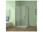 Pivoting and folding shower enclosure 110x70x185cm in 6mm anti-limescale glass, shower door, side panel with fixed corner bar UMQQ85291