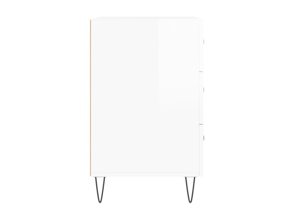 High-gloss white bedside table 40x40x66 cm engineered wood VEOW65812