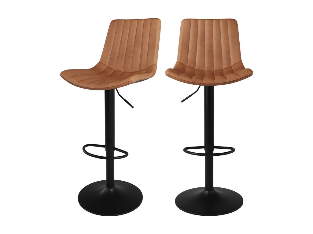 Dekonao Adjustable Bar Stool 62.5/83 cm in Synthetic Leather, Set of 2 - Dekonao KYVR91949