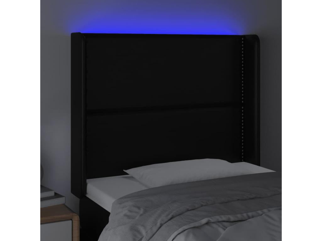 Black LED Headboard 83x16x118/128 cm Faux Leather HBLZ45668