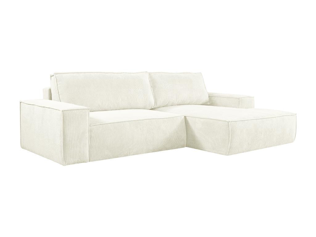 Nobellea YONC21054 White Corduroy Right-Hand Corner Sofa Bed