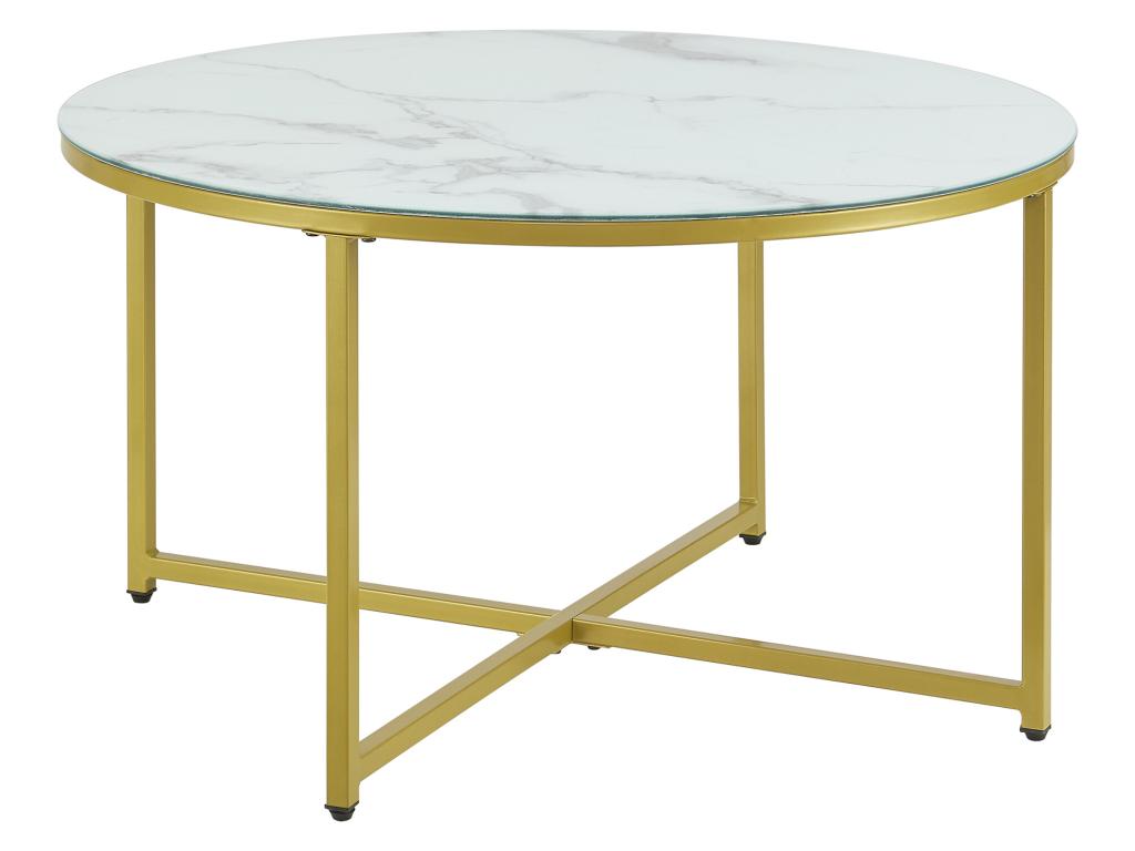 Nobellea round coffee table for living room, 45x80 cm, white/gold marble, Nobellea LVOX71821
