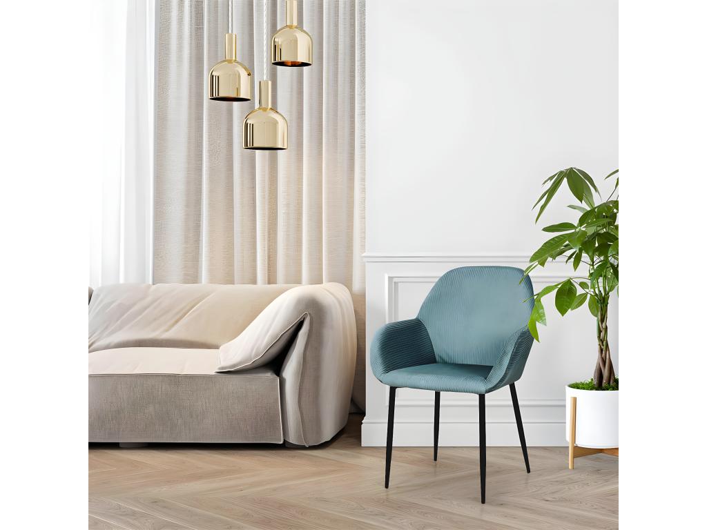 Dekonao - Set of 6 Duck Blue Corduroy Armchairs UZAN43243