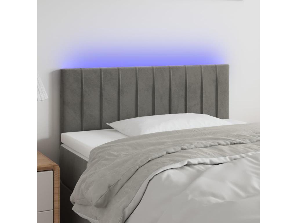 Light Grey LED Headboard 100x5x78/88 cm Velvet TGIA89458