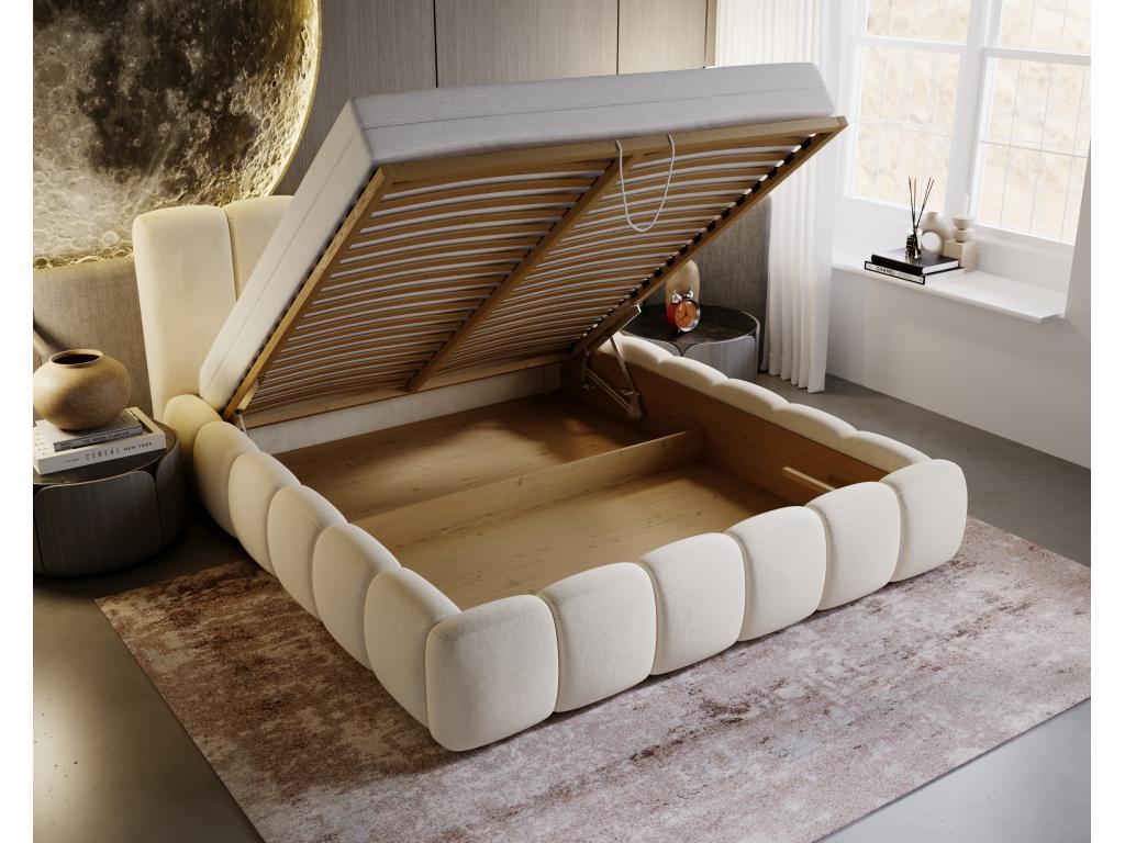 Upholstered bed with storage - 160x200 - double bed - velvet - beige - Cloud HWYD63998