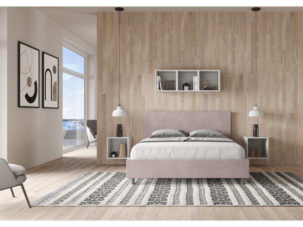 Bed with upholstered slatted base 160x200 microfiber Nobellea CIZQ93323