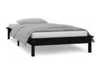 LED bed frame without mattress, black, 75x190 cm, solid wood, LJUN22737