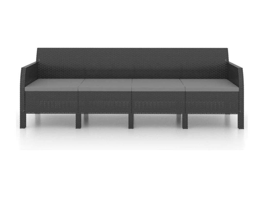 2-piece garden furniture set with PP cushions, rattan, anthracite, VAXH63121