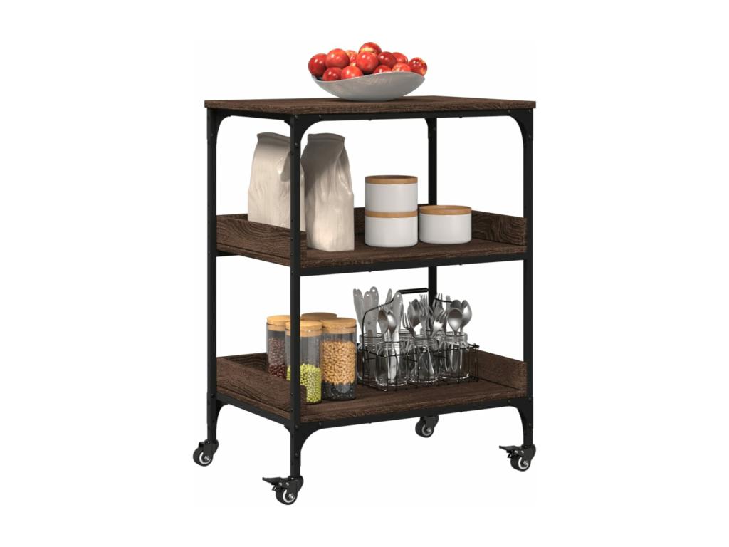 Brown oak kitchen trolley 60x41x80.5 cm engineered wood EBGV49781