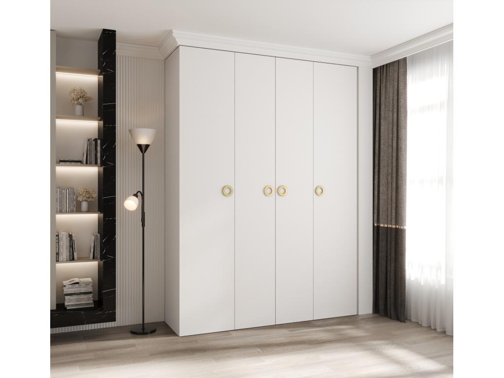 Dekonao 1 245.5/180/50 4-Door Hinged Wardrobe, White/Gold PPJX78237