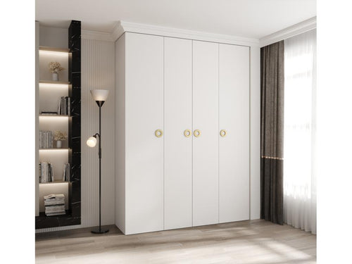 Dekonao 1 245.5/180/50 4-Door Hinged Wardrobe, White/Gold PPJX78237