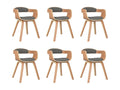 Dining Chairs, 6 pcs, Light Grey, Bentwood and Fabric KFXI95092