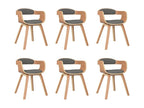 Dining Chairs, 6 pcs, Light Grey, Bentwood and Fabric KFXI95092