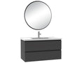 Single sink bathroom vanity unit, 100cm, Anthracite, with round mirror - Dekonao ZMQJ28421