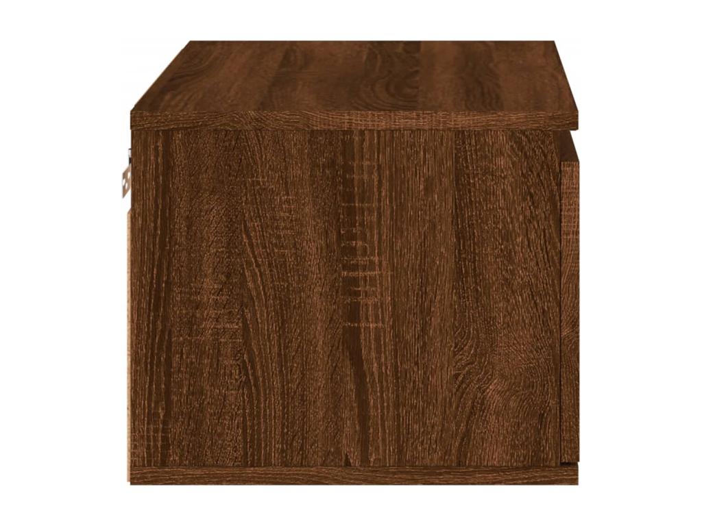 Wall-mounted bedside tables with LED lighting, 2 pcs, brown oak, VOVR83788