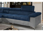Corner sofa bed - Nobellea - in luxury fabric, 5-seater, BLUE and GREY, left-hand corner (front view) PASB89578