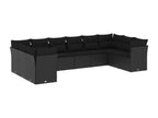 10-piece garden furniture set with cushions, black woven resin, GCOS51533