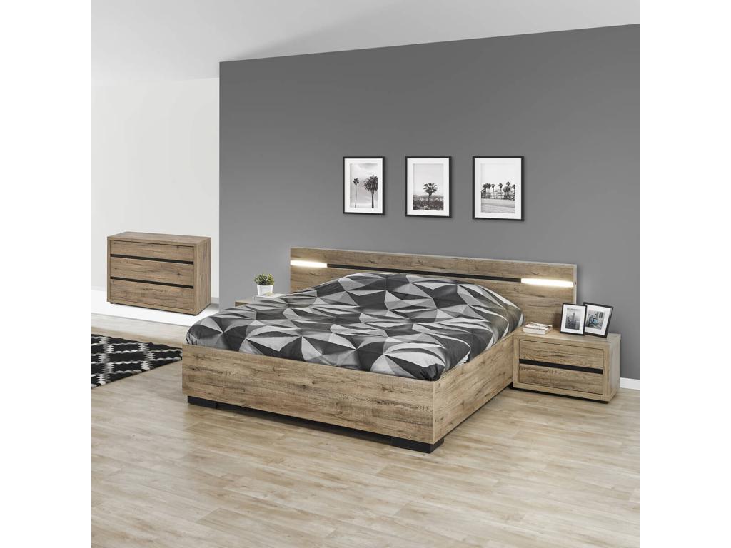 Dekonao - 160x200cm Wood-Look Bed with LED Lighting NPVI23278