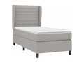 Upholstered bed base with mattress, light grey, 90x200 cm, fabric YUZL49974