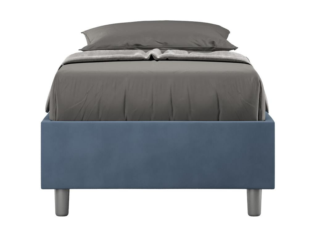 Dekonao 80x190cm Upholstered Bed Frame (Slatted Base Not Included) - Blue Microfiber QMDA15647
