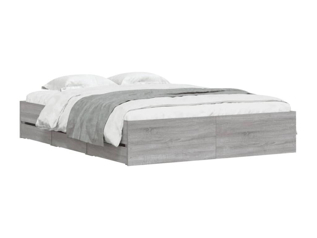 Nobellea grey bed frame and drawers 140x200 engineered wood MYJL09900