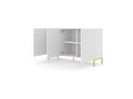 Nobellea 3-door chest of drawers with gold frame - Matte white - W 150 cm NMDS59010