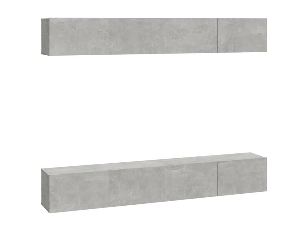 4-piece wall-mounted TV unit, concrete grey, 100x30x30 cm KKWN83725