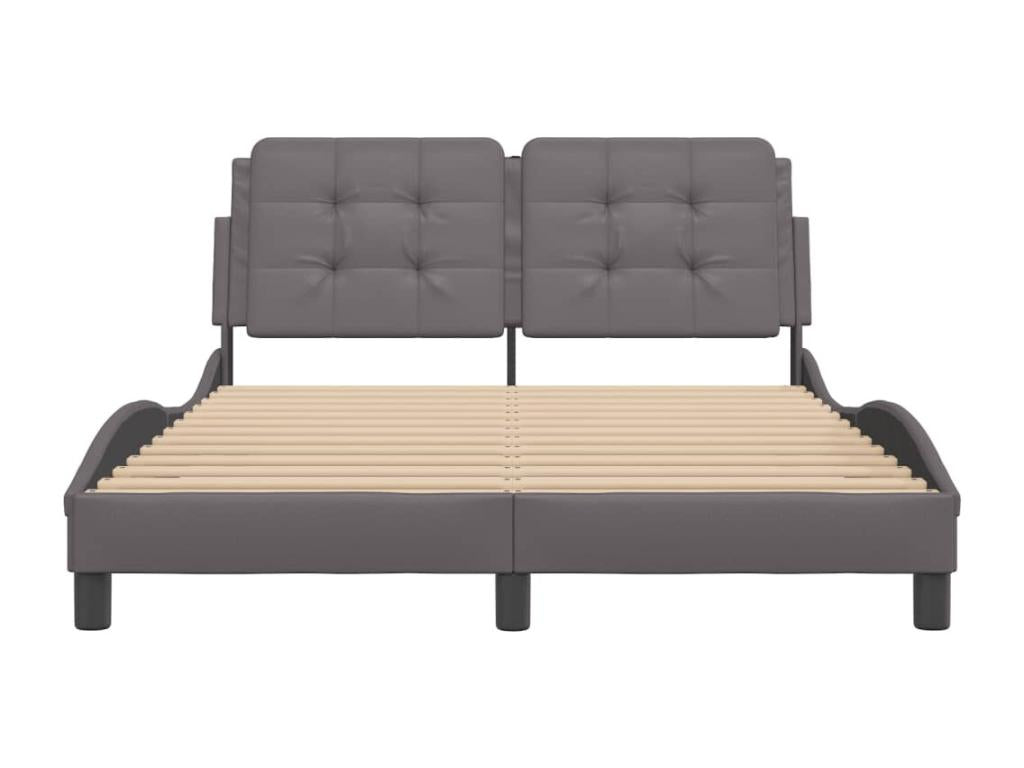 Grey faux leather bed frame without mattress, 140x190 cm, FRRU61476