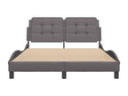 Grey faux leather bed frame without mattress, 140x190 cm, FRRU61476