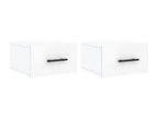 Wall-mounted bedside tables, 2 pcs, glossy white, 35x35x20 cm, NIJF83059