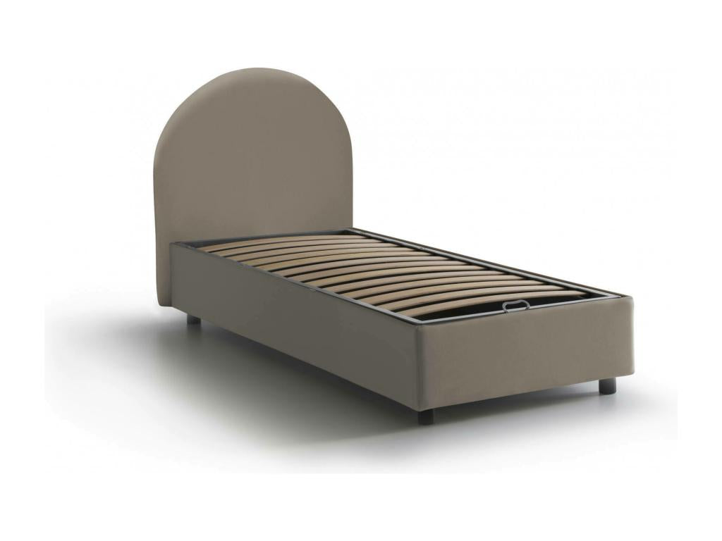 Nobellea Single Bed with Storage, Eco-Leather Upholstery, Made in Italy, Front Opening, Suitable for 80x190 cm Mattress, Dove Grey, PJAX68125