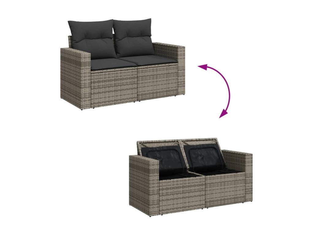 Garden furniture set with cushions, 10 pieces, grey woven resin, JOKS15492