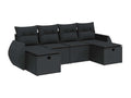 6-piece garden furniture set with cushions, black woven resin OLTS09213