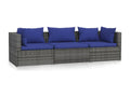 3-seater sofa with cushions, Grey Wicker Resin USLX56369