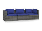 3-seater sofa with cushions, Grey Wicker Resin USLX56369