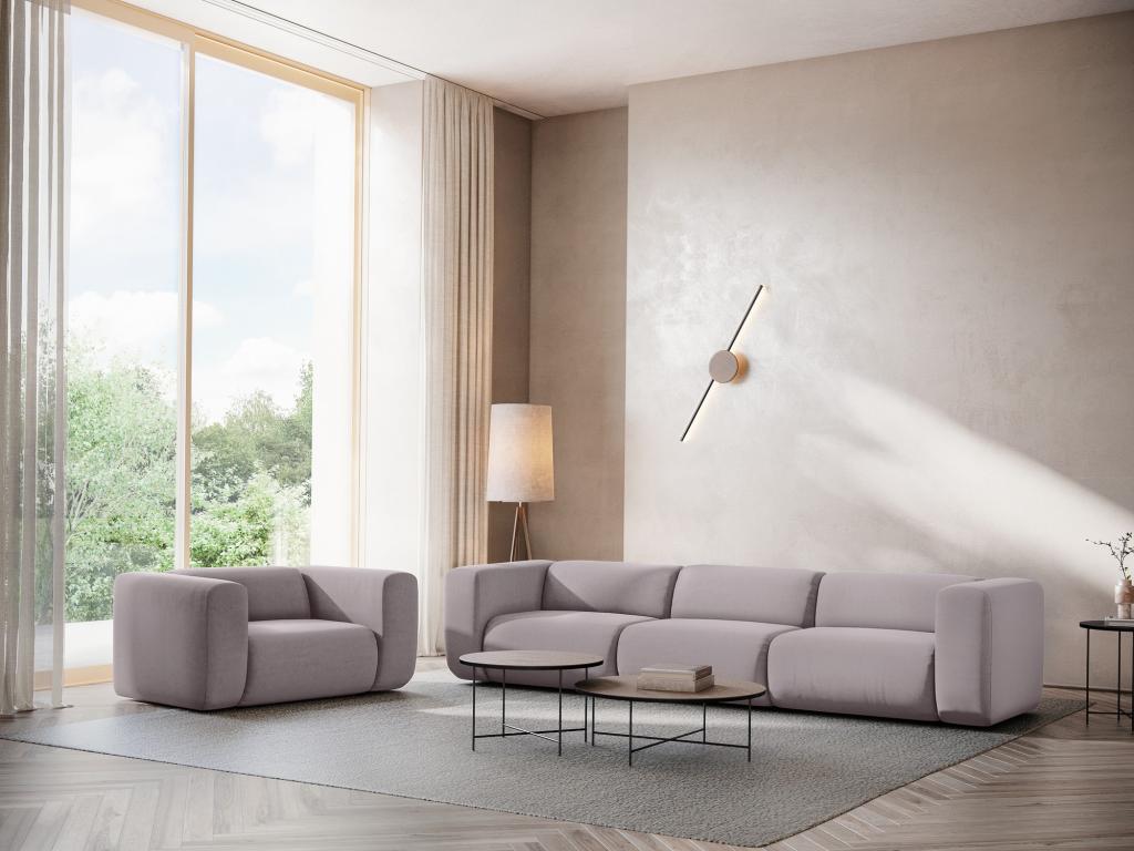 Module with left-hand armrests in velvet - lavender - Nobellea QNDP14166