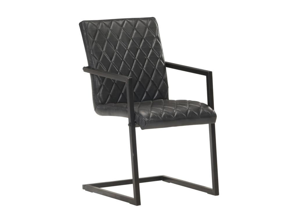 Cantilever dining chairs, set of 4, black genuine leather KXNS61173
