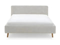 Upholstered adult bed 180x200cm with beige fabric headboard, slatted base and storage compartment KEQZ18206