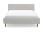 Upholstered adult bed 180x200cm with beige fabric headboard, slatted base and storage compartment KEQZ18206