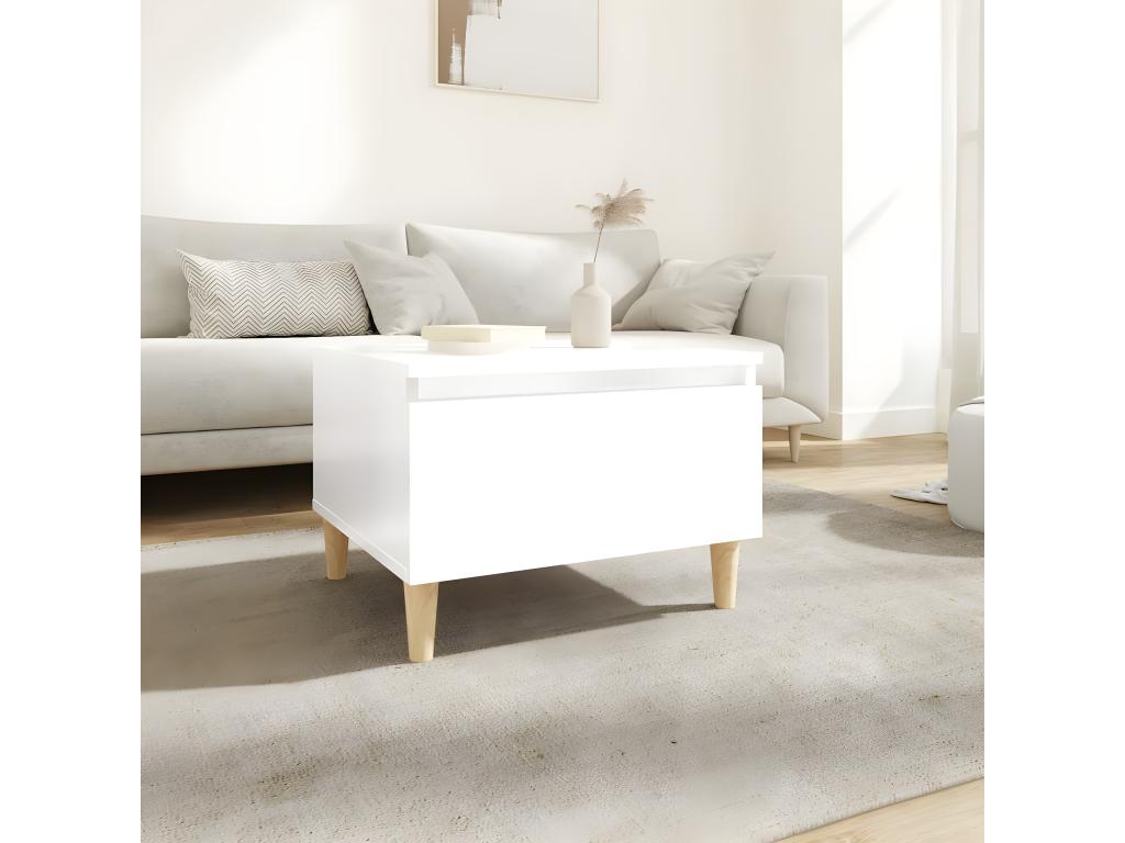 Glossy White Side Table 50x46x35 Engineered Wood NQMD89784