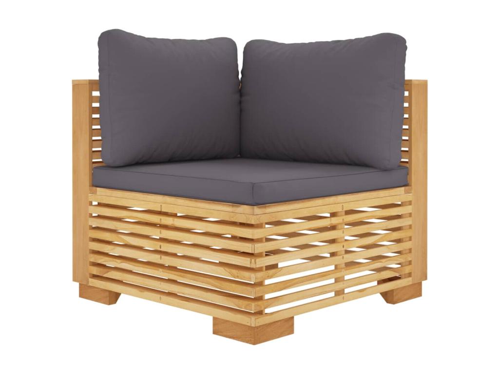 4-piece garden furniture set with cushions, solid teak wood YBPT77346