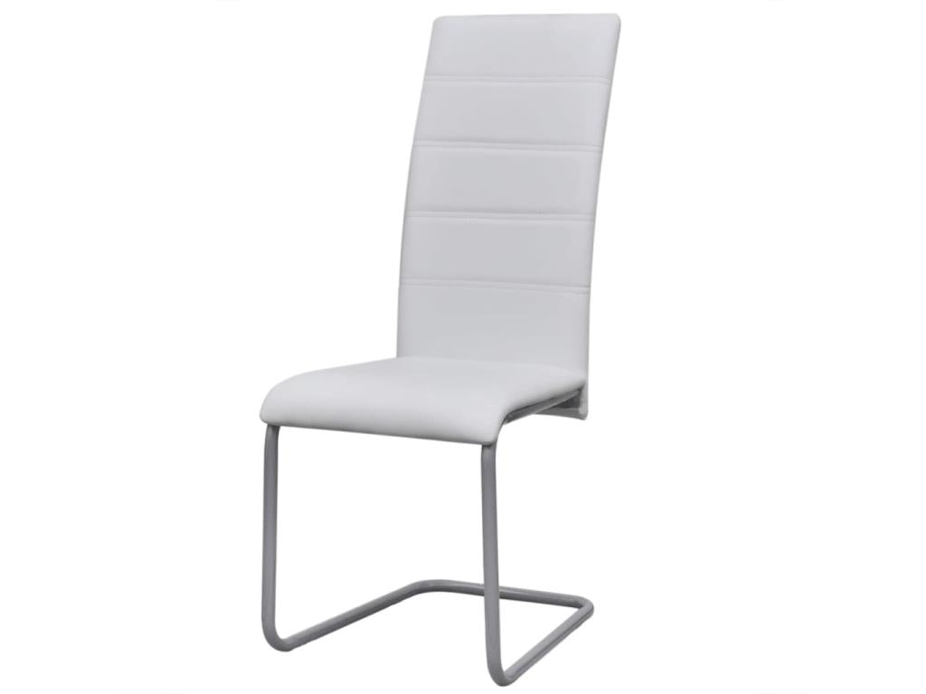 Cantilever dining chairs, set of 6, white faux leather, HEWW43203