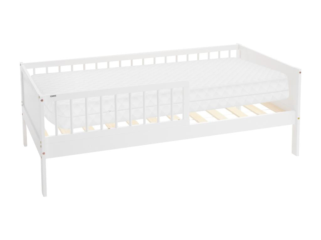 Single Children's Bed with Mattress 80x160 cm White Pine Wood with Slatted Base by Dekonao VFJI01880