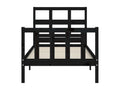 Black solid pine wood bed frame without mattress KKEM98636