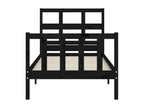 Black solid pine wood bed frame without mattress KKEM98636